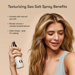 Odele Texturizing Sea Salt Spray on straight-to-wavy hair adds natural volume.