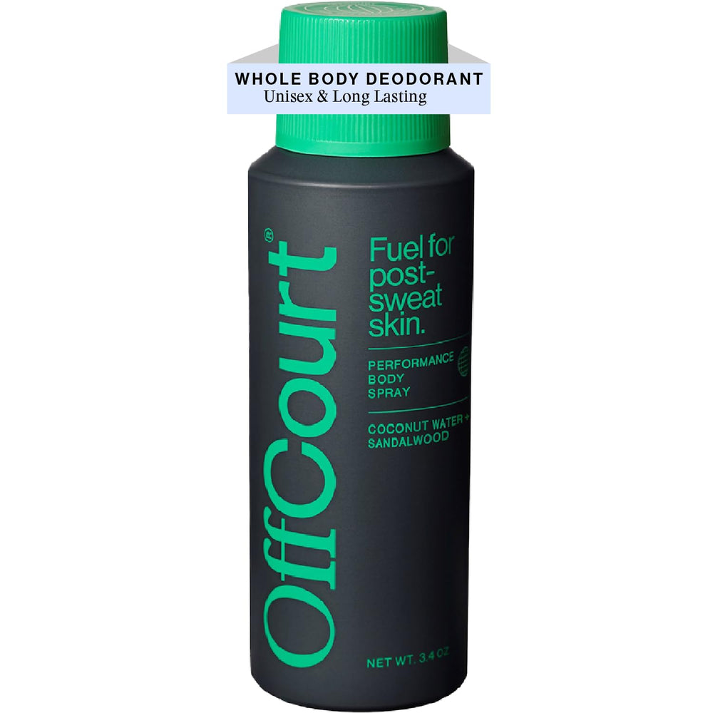 OffCourt body spray bottle for daily use with aluminum-free formula.