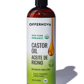 Offernova Castor Oil 16oz bottle for lash, brow, hair and skin care benefits