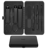OFIDUS Precision 8-Piece travel kit case-open showing compact leather case for on-the-go grooming.