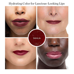 Ogee Dahlia lip oil swatch in burgundy demonstrates buildable color for day-to-night looks.