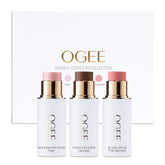 Ogee Face Stick Radiant Trio bronzer stick closeup for effortless warm contour and natural sun-kissed glow.