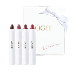 Ogee Blossom Petunia lip oil swatch with hydrating color