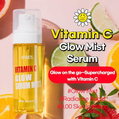 O!GETi Glow Serum Mist spray in action delivering instant hydration