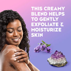 Creamy lather of OGX scrub ready to cleanse softly.