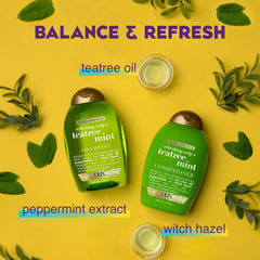 OGX Peppermint extract highlight for wakeful, refreshing scent