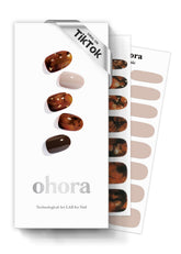 ohora semi cured gel nail strips n brown sugar salon-ready marbling at home