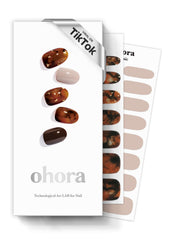 ohora semi cured gel nail strips n brown sugar salon-ready marbling at home