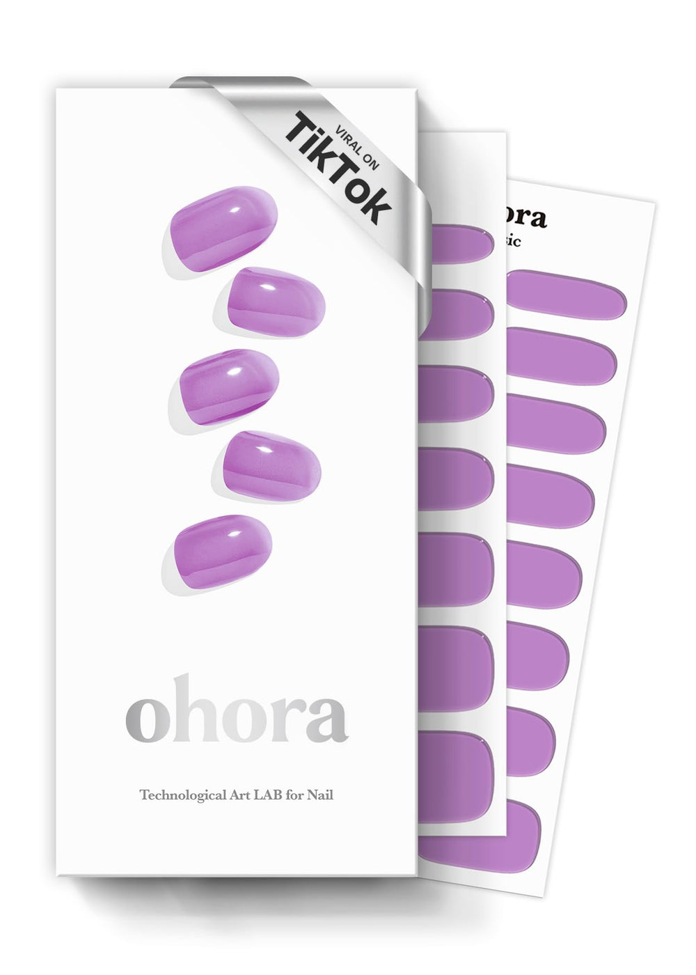 ohora semi cured gel nail strips N Tint Pop purple close-up shows bold salon-grade color.