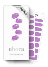 ohora semi cured gel nail strips N Tint Pop purple close-up shows bold salon-grade color.