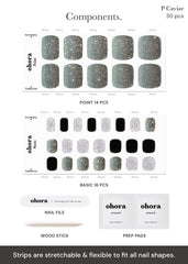 ohora semi cured gel pedi strips p caviar contents prep pads file and stick for prep and set