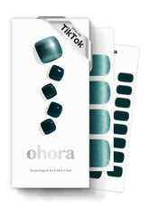 ohora semi-cured gel pedi strips p cressida green glitter packaging for at-home nails