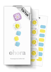 ohora Semi Cured Gel Pedi Strips P Witty with purple-blue-yellow pattern for salon-style nails at home
