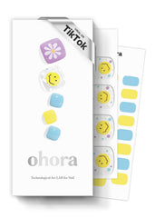 ohora Semi Cured Gel Pedi Strips P Witty with purple-blue-yellow pattern for salon-style nails at home