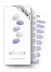 ohora afterglow blue glitter nail strips for salon-grade at-home manicures.