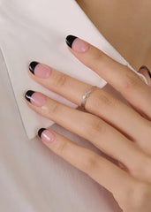 ohora semi cured gel nail strips n chic french applied on nail for quick wear