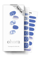 ohora semi-cured nail strips Cotton Cloud blue pattern for stylish at-home manicure