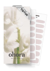 ohora semi-cured nail strips N Glazed Glow box shows easy at home manicure setup for fast glam