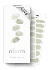ohora semi-cured gel nail strips green-tea box-front for an easy at-home manicure option.