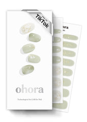ohora semi-cured gel nail strips green-tea box-front for an easy at-home manicure option.