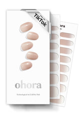 Ohora Semi Cured Nail Strips N Mild Latte box front showing nude ombre for easy salon-quality nails.