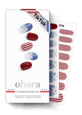 ohora Semi Cured Gel Nail Strips N Spangled Burst box showing 30 wraps for salon-quality nails
