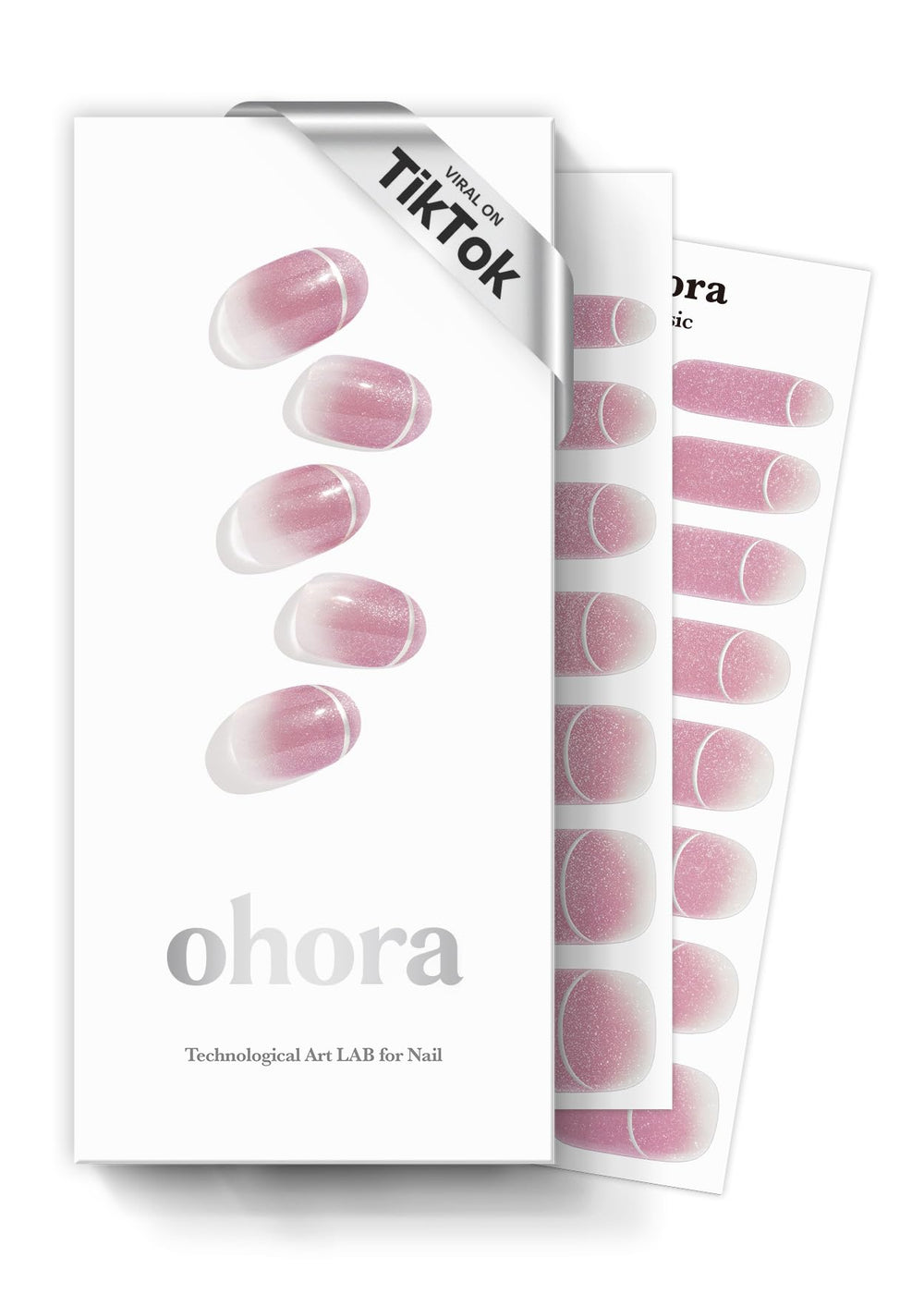 ohora semi cured nail strips nm pink-ombre box for quick at-home manicure