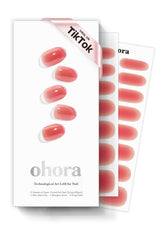 ohora semi cured nail strips peach jelly closeup for long-lasting salon-quality nails