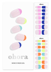 ohora semi cured nail strips rainbow french pack for salon-quality at-home manicures.