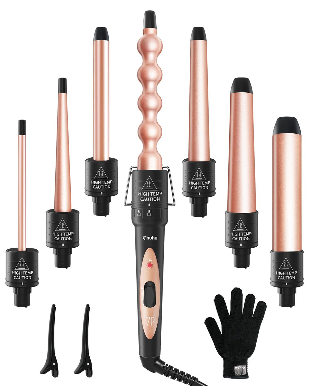 Ohuhu 7-in-1 curling wand full kit for versatile styling on the go