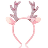 OIUUBBII deer antler headband with pink glitter for festive cosplay and party photos.