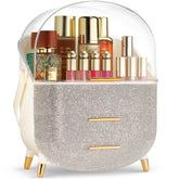 Oizeir Covered Makeup Countertop with clear lid shields dust while keeping cosmetics visible.