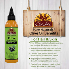 OKAY olive oil on skin delivers deep hydration and softness.