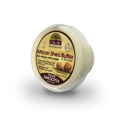 OKAY Shea Butter jar shows rich yellow texture for daily moisturization.