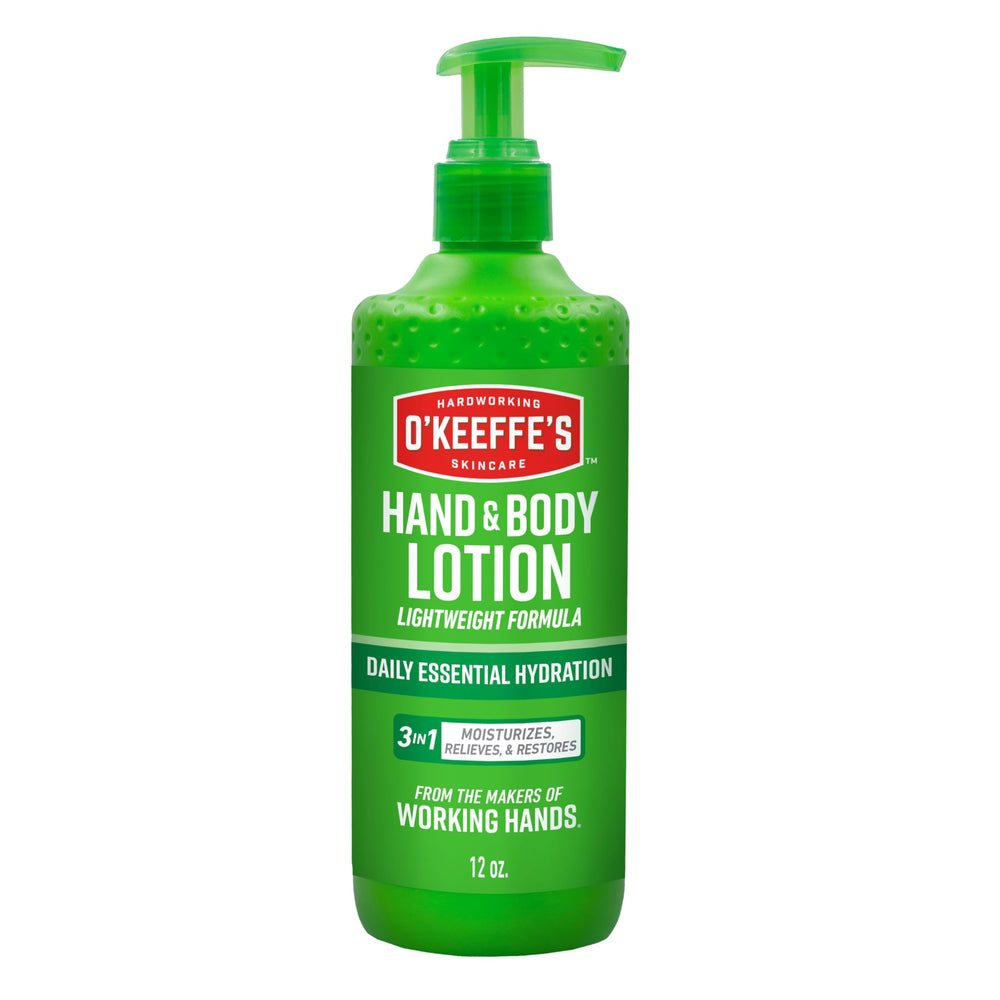 O'Keeffe's Hand & Body Lotion pump-front for daily hydration and comfort