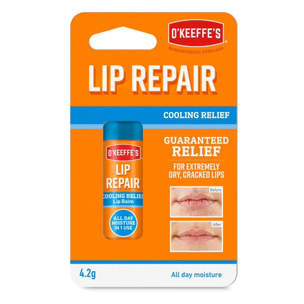 O'Keeffe's Lip Repair cooling-relief-stick provides instant relief for dry lips