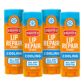O'Keeffe's Lip Repair stick-application showing quick relief for very dry lips.