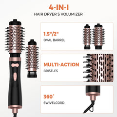 OKWRAP 3-in-1 rotating brush with 1.5-inch attachment for curling and volume