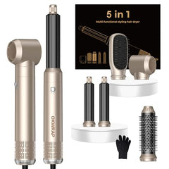 OKWRAP 5-in-1 hair dryer brush set unboxing shows versatile styling options.