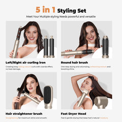 OKWRAP hair dryer brush with heat settings for different hair types and quick drying.
