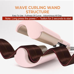 OKWRAP Waver Pink ceramic-coated wand for smooth, frizz-free texture