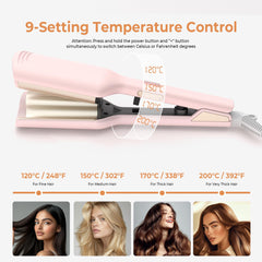 OKWRAP Waver pink with nine temperature settings for all hair types