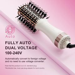 Olaermoso mini hot-air brush with oval barrel ready for compact travel styling.