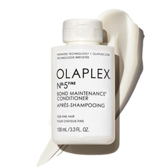 Olaplex Nº.5FINE bottle close-up highlighting repair and volume for fine hair.