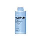 Olaplex 4C clarifying shampoo bottle highlights color-safe deep cleanse for all hair types.