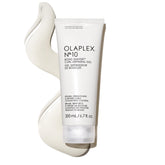Olaplex No.10 bottle closeup demonstrates humidity resistance for defined curls.