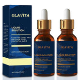 OLAVITA Liquid Solution Serum bottle closeup highlighting brightening formula for radiant skin