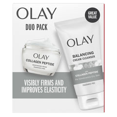 Olay Collagen Peptide Duo Pack bottle—fragrance-free moisturizer for daily hydration