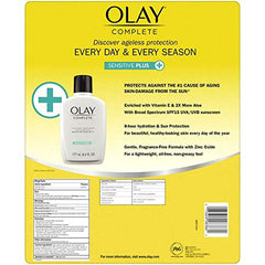 Olay Complete UV Plus Moisturizer under-makeup application shows lightweight, hydrating SPF 15 protection.