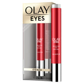 OLAY Eye Treatment Roller close-up showing cooling micro-rollers for puffiness relief.